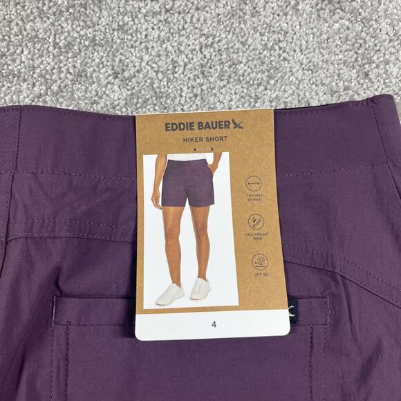 Eddie Bauer Shorts Womens 4 Hiker Nylon Spandex Performance Stretch Purple NWT - Picture 5 of 10